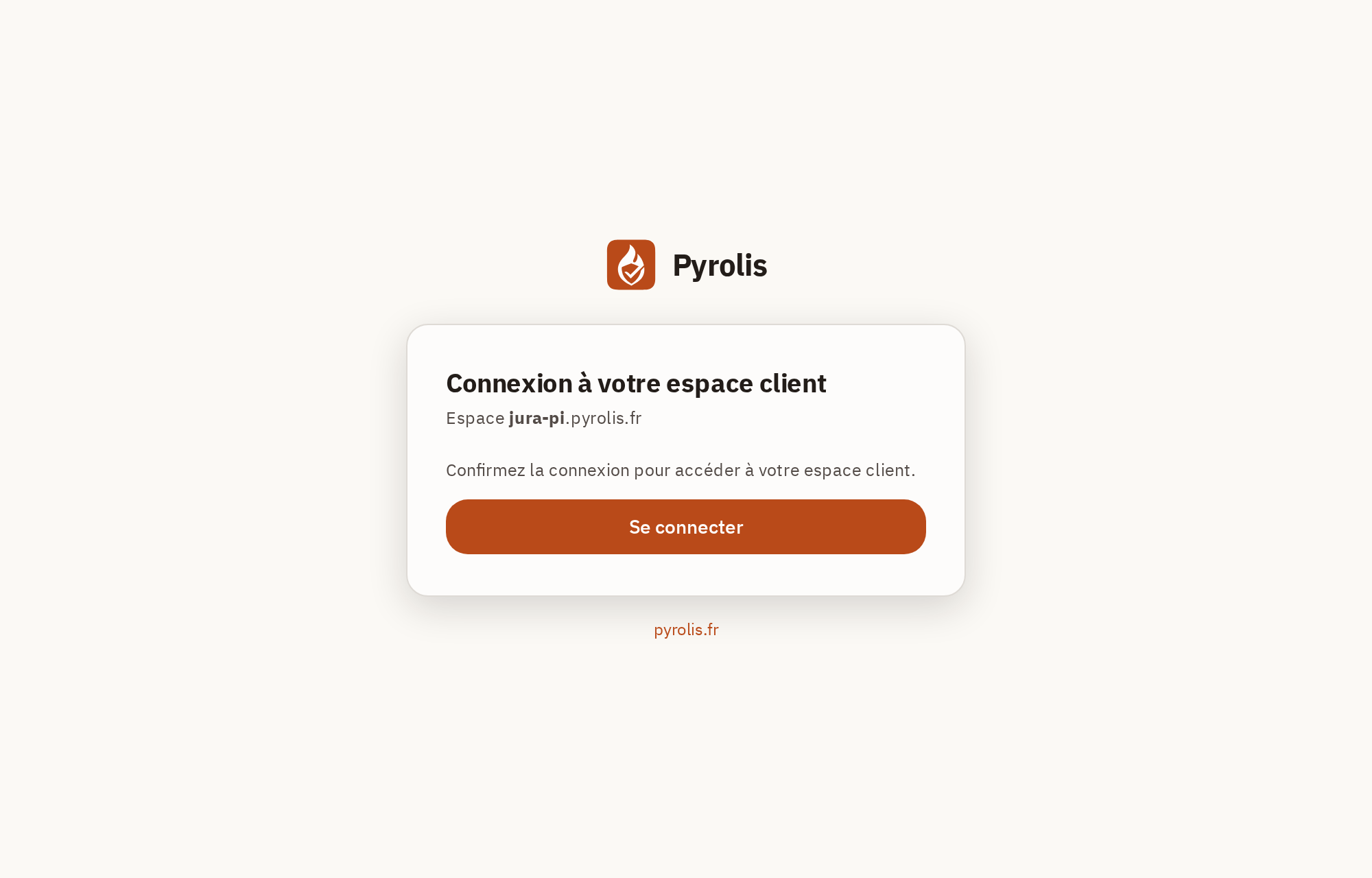 Écran de confirmation du lien de connexion, avec le seul bouton Se connecter.